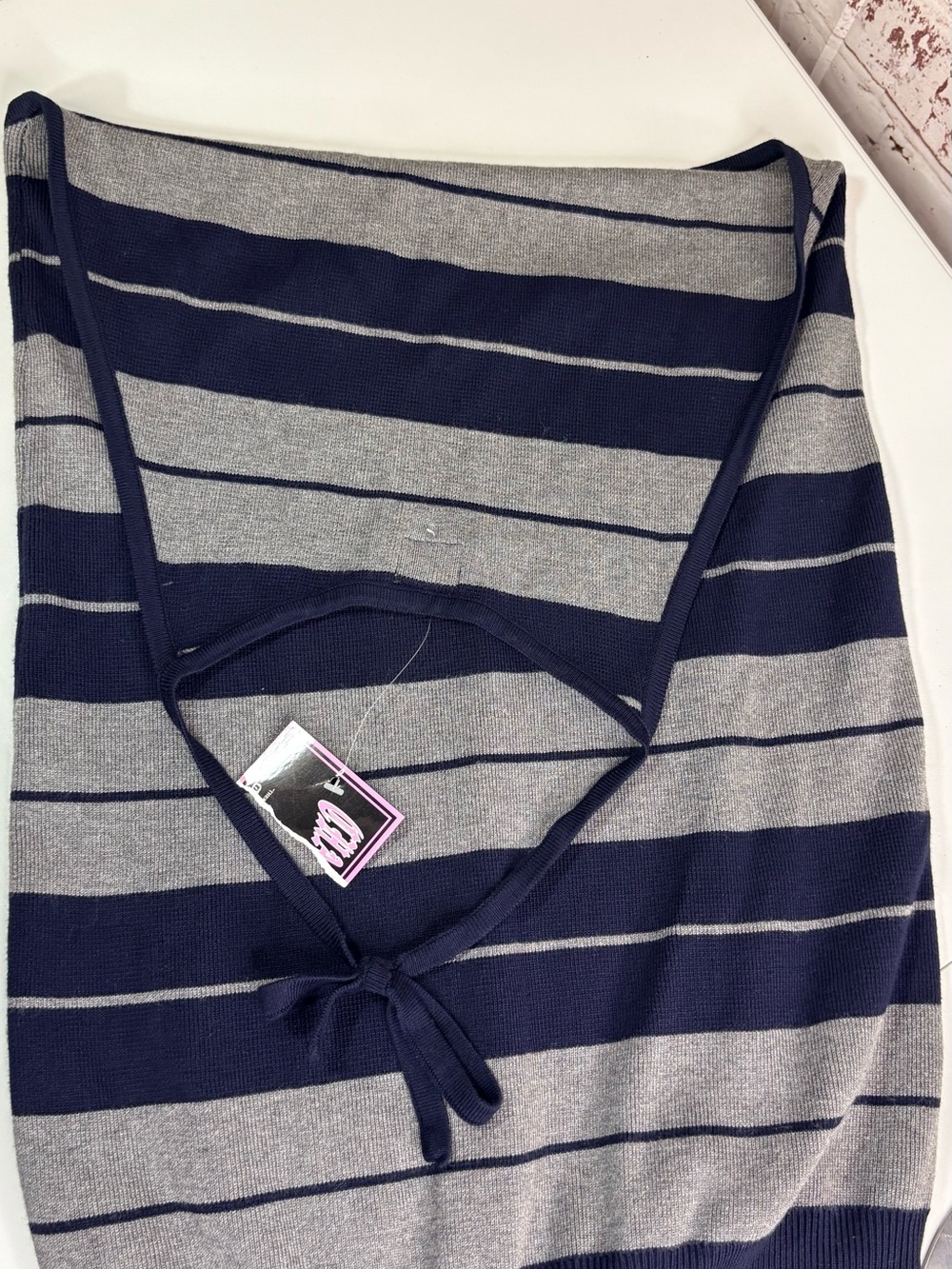 Women's Navy and Gray Striped Maxi Skirt - Picture 9 of 11